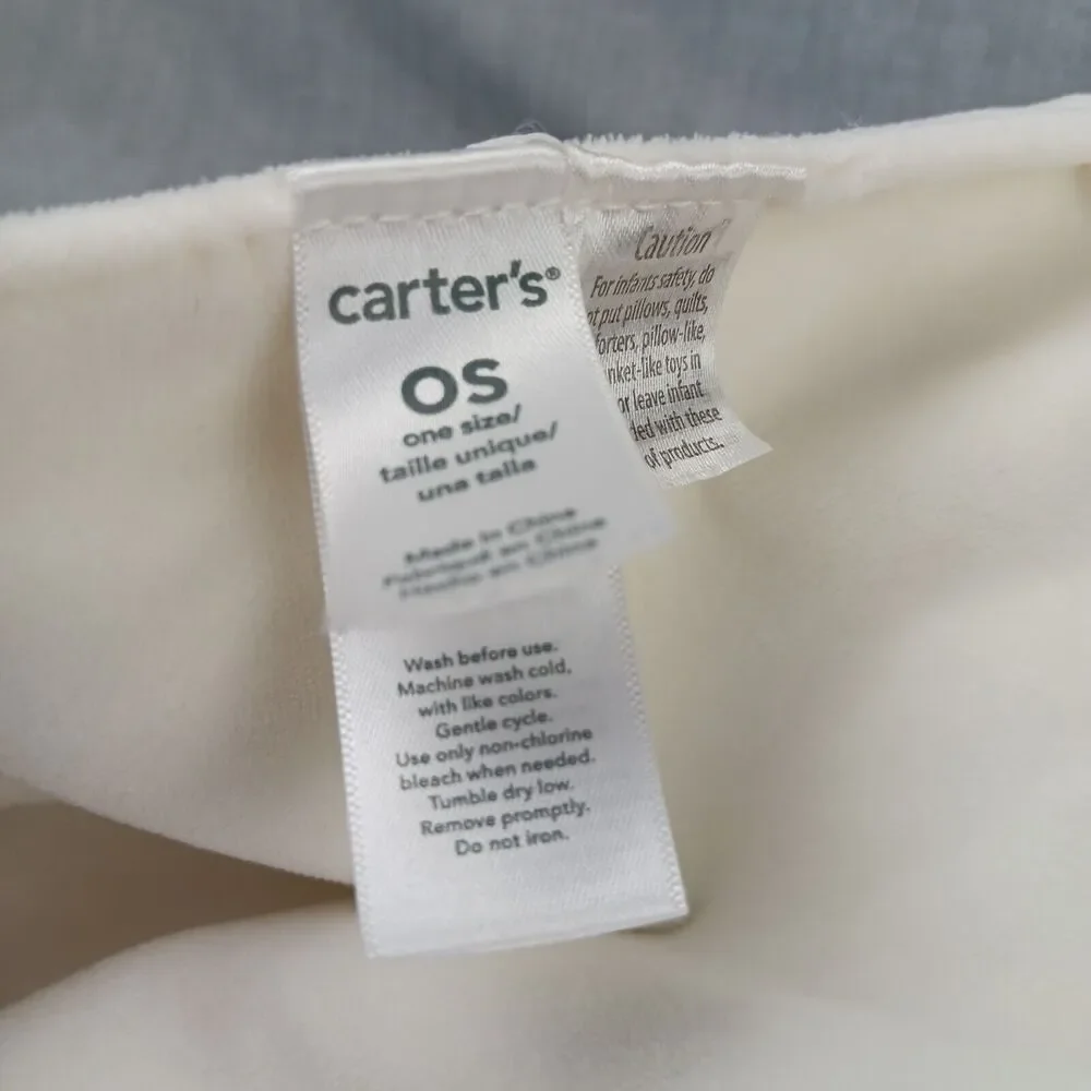 Carters Bear Security Blanket Ivory Grey White Spots Long Lovey Knotted Corners